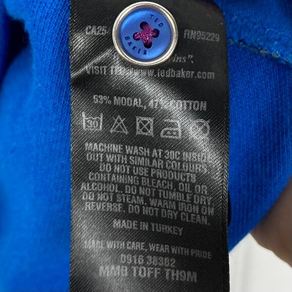 NWOT TED BAKER Polo Shirt 3~S Royal-Blue/Cobalt White”Toff Pique-Classic SlimFit - Picture 7 of 7